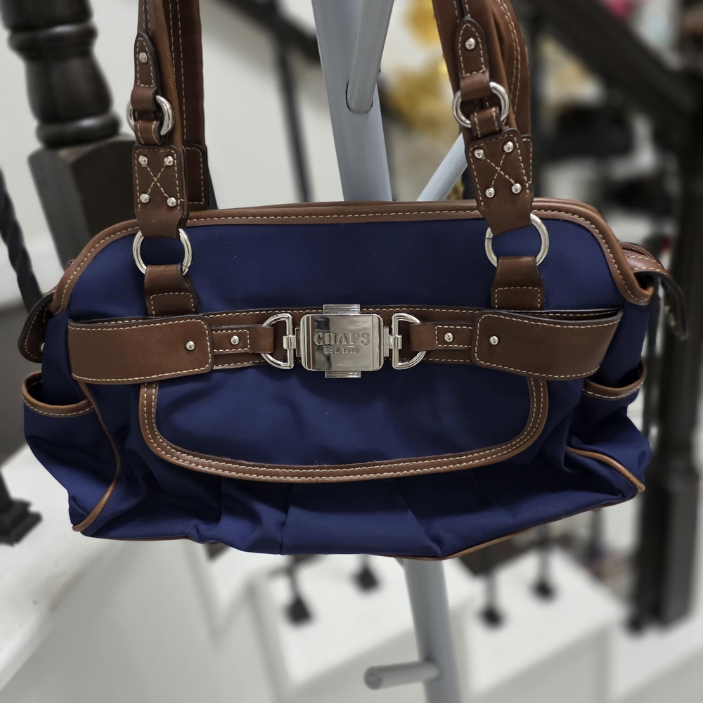 Chaps Navy and Brown Shoulder Bag by Chaps